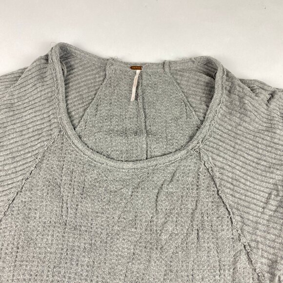 Free People Ventura Waffle Knit Hi Lo Shirt Women's Size M Gray - Picture 4 of 16